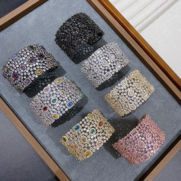 Wide Cubic Zirconia Cuff Bangle 