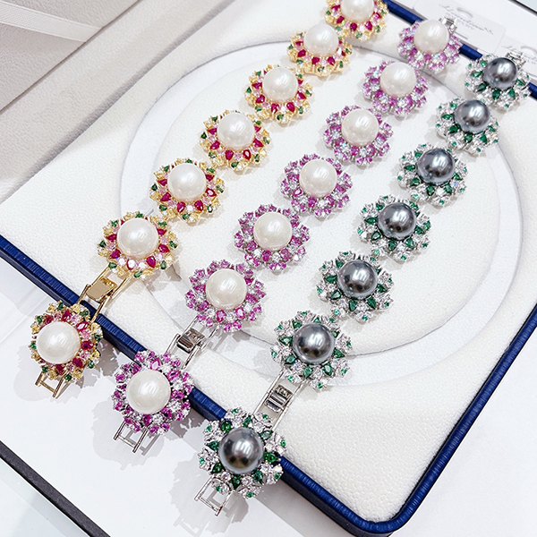 Cubic Zirconia Pearl Bracelet 